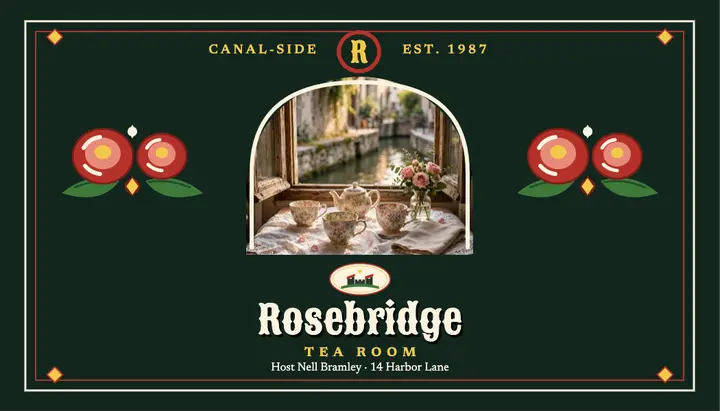 Rosebridge Tea Room canal card template