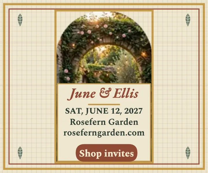 Rosefern Garden wedding invitation ad template