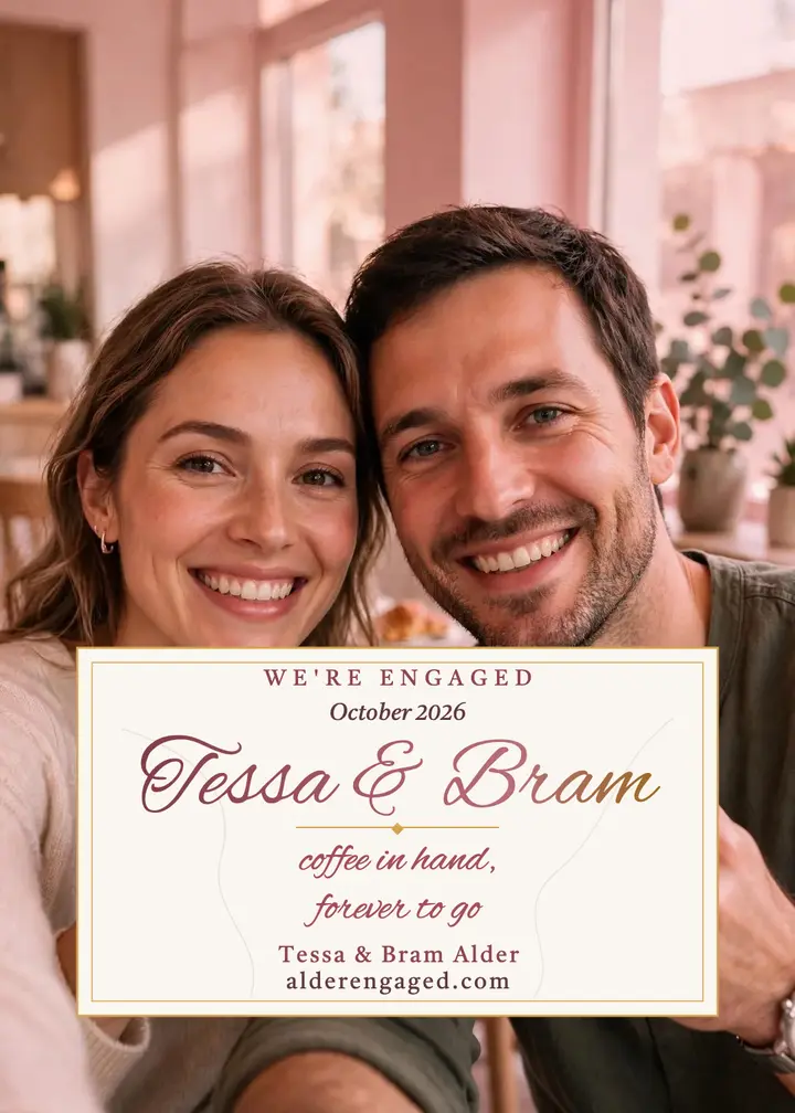 Tessa and Bram rose gold engagement template