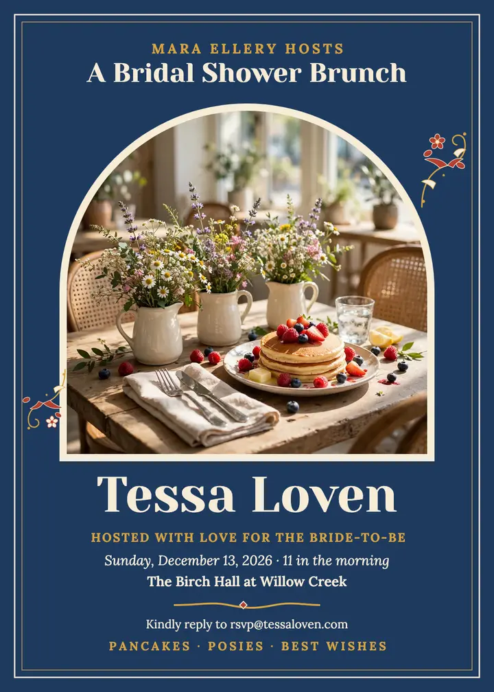 Rosemaled bridal brunch invitation template