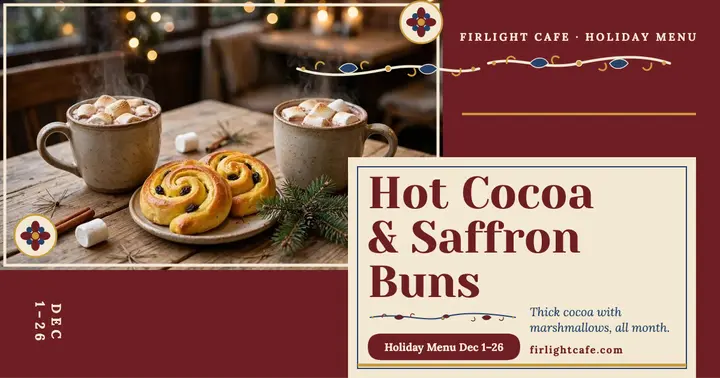 Firlight Cafe cocoa holiday menu post template
