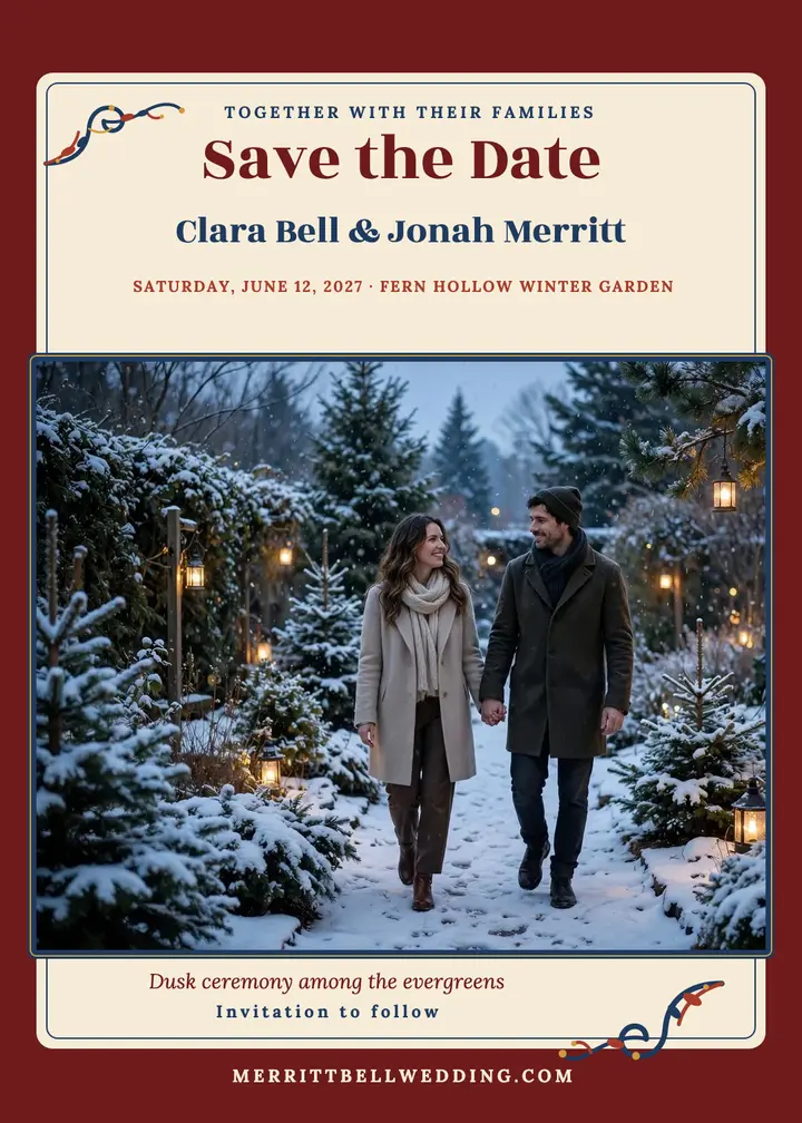 Rosemaled winter save the date template