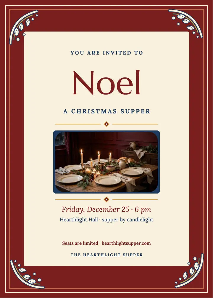 The Hearthlight Supper Christmas invitation template