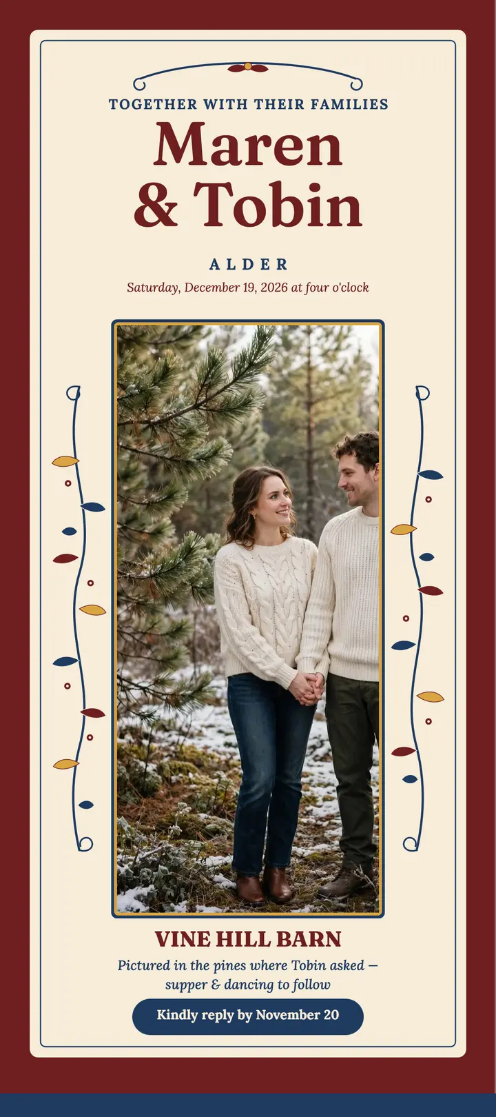 Maren and Tobin rosemaling winter invitation template