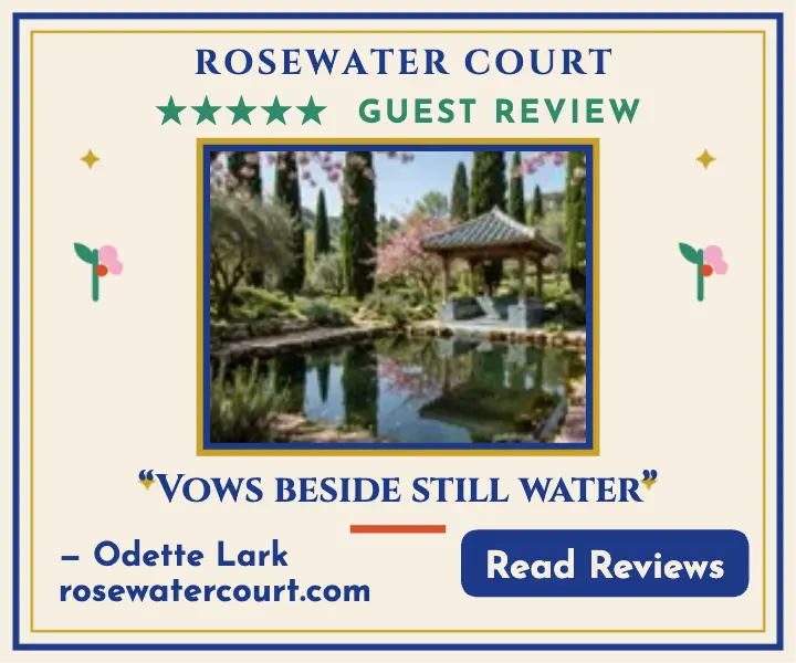 Rosewater Court garden review ad template