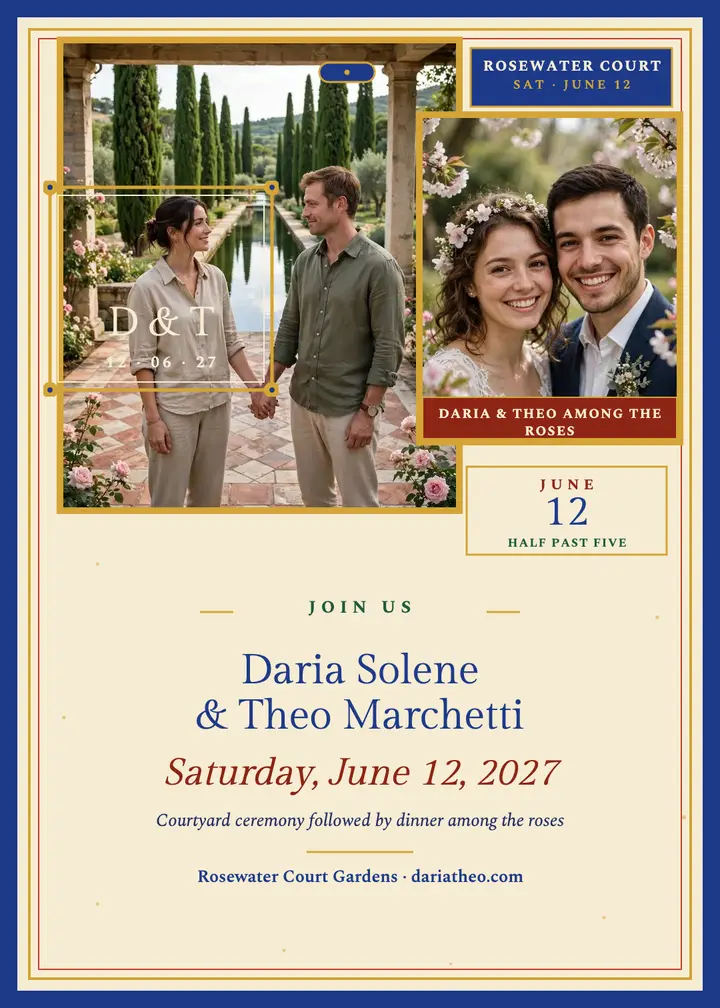 Daria and Theo Persian garden invitation template