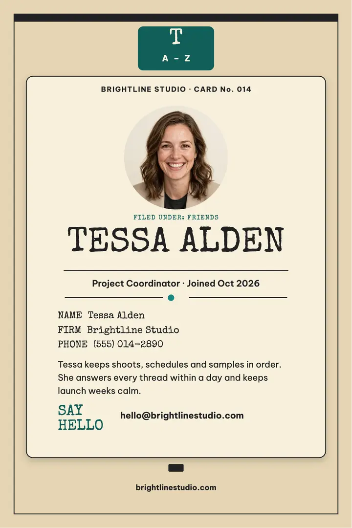 Brightline Studio meet the team card template