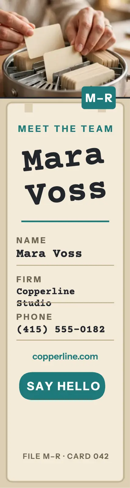 Mara Voss rotary file contact card template