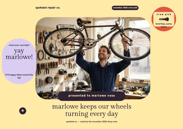 Spokelet crew spotlight certificate template