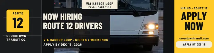 Crosstown Route 12 drivers hiring banner template