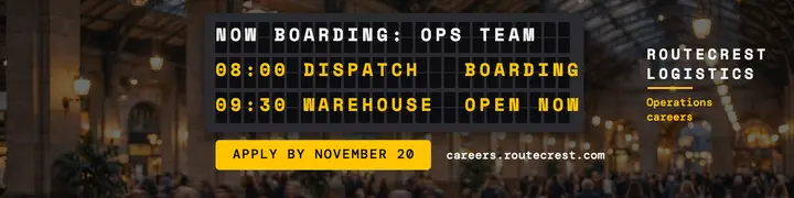 Routecrest operations hiring departure board banner template