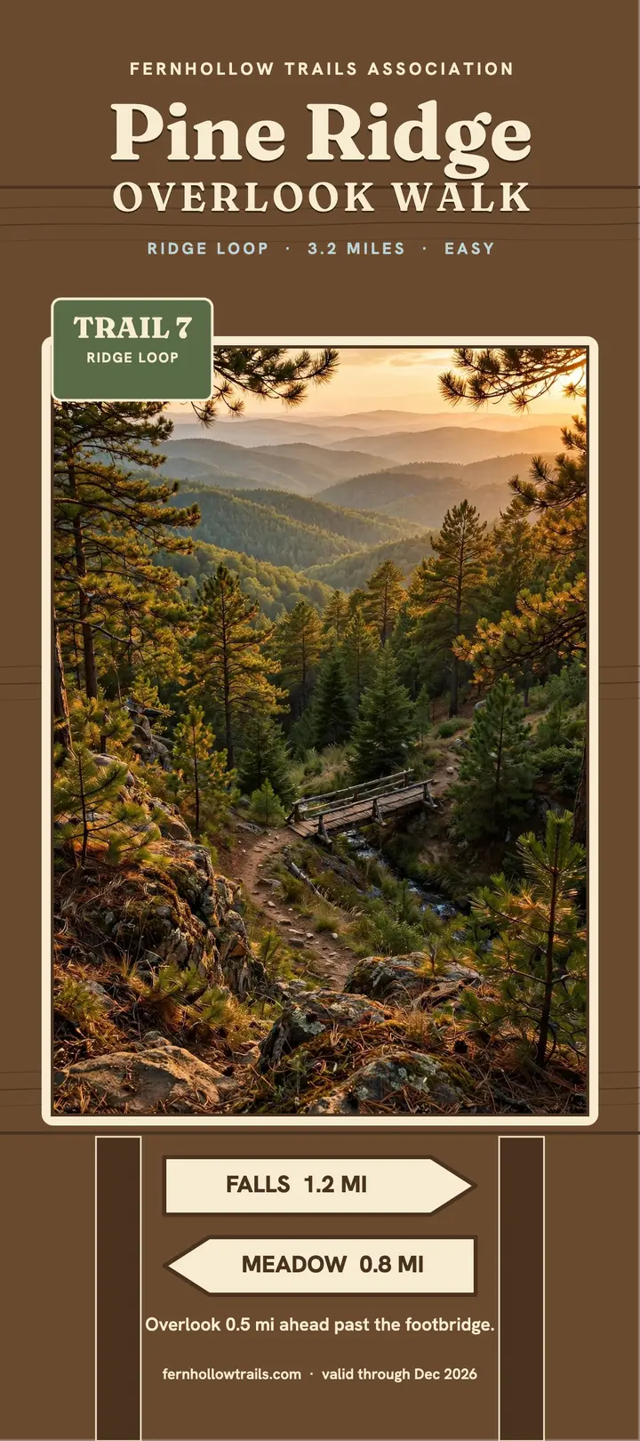 Ridge Loop overlook trail guide, park sign template