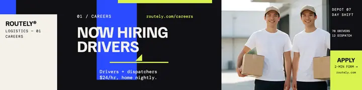 Routely drivers hiring banner template