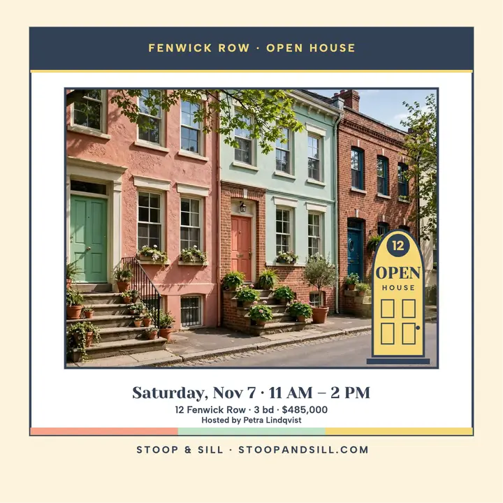 Fenwick Row open house with lit door template