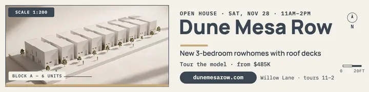 Dune Mesa Row open house model banner template