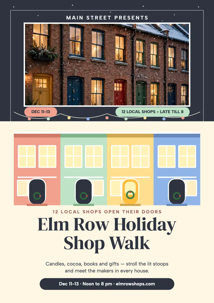 Elm Row Holiday Shop Walk flyer template