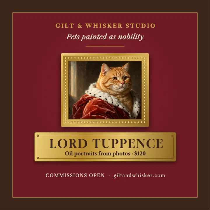 Lord Tuppence royal cat portrait commission post template