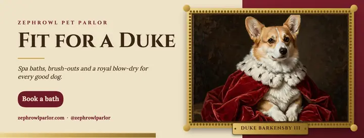 Fit for a Duke pet grooming Facebook cover template
