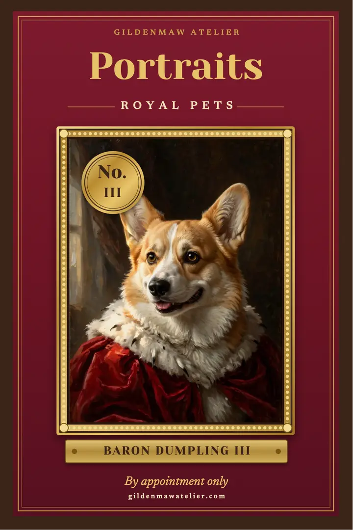 Gildenmaw Atelier royal pet portrait commissions poster template