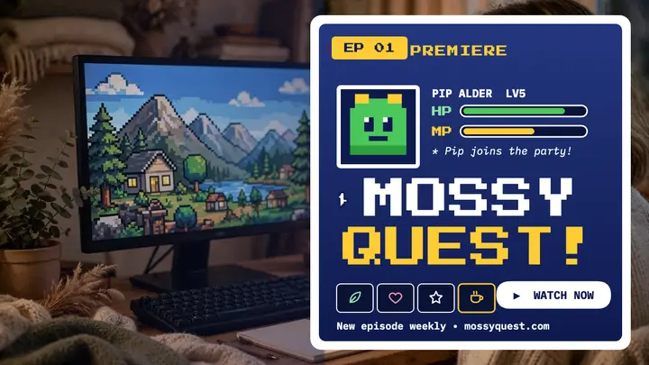 Mossy Quest premiere RPG thumbnail template