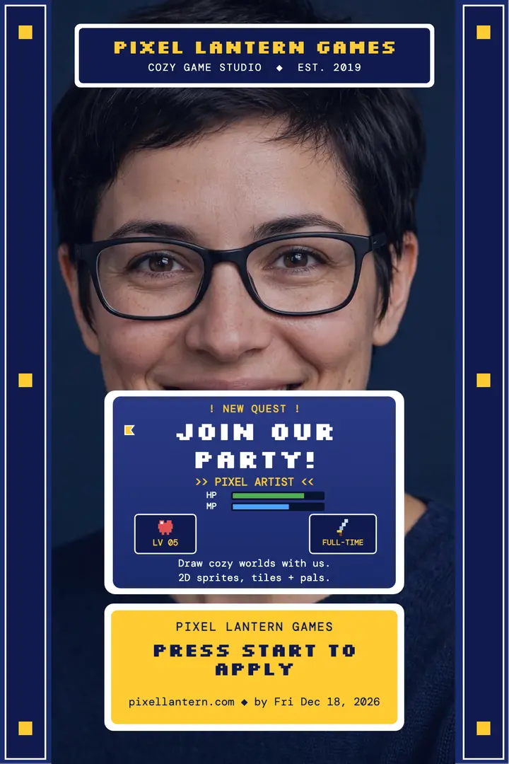 Pixel Lantern Games hiring poster template
