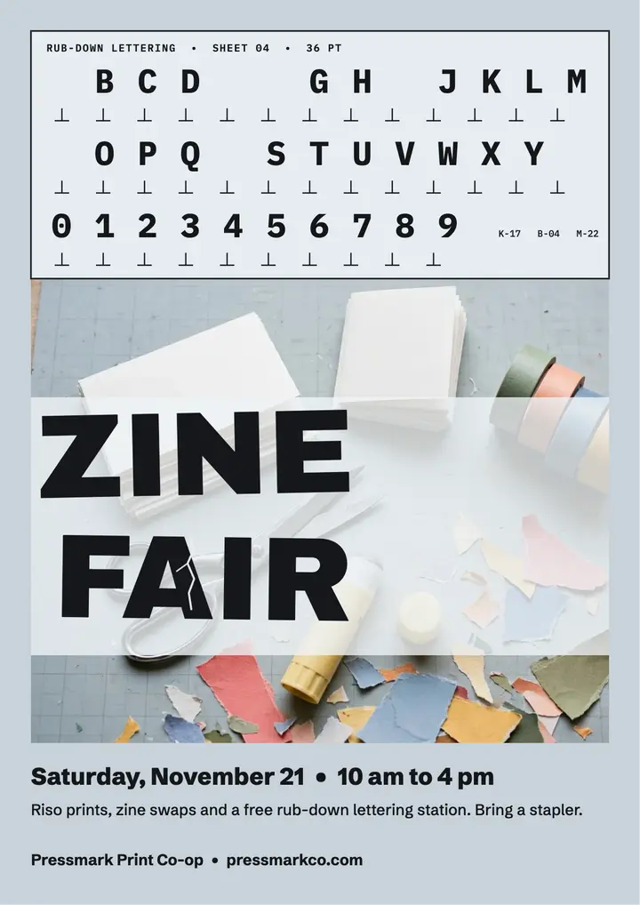 Pressmark zine fair flyer template