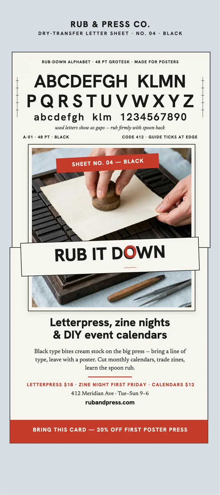 Rub and Press print shop rack card template