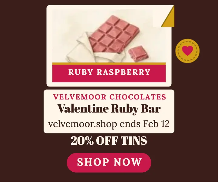 Velvemoor ruby Valentine bar sale ad template