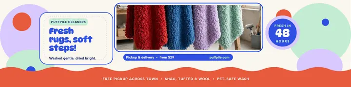Puffpile rug cleaners tufted banner template