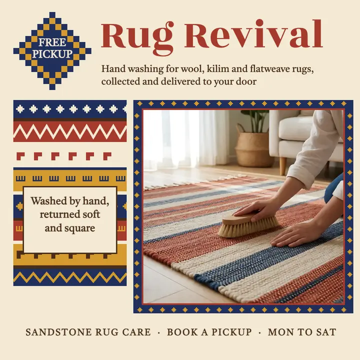 Rug revival hand-washed kilim square post: rug cleaning service post template