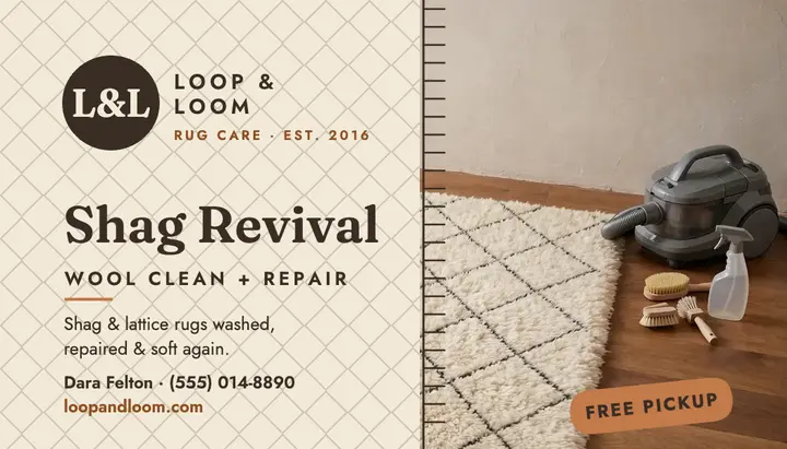 Loop and Loom rug care business card template