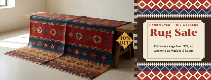 Madder & Loom flatweave rug sale cover template
