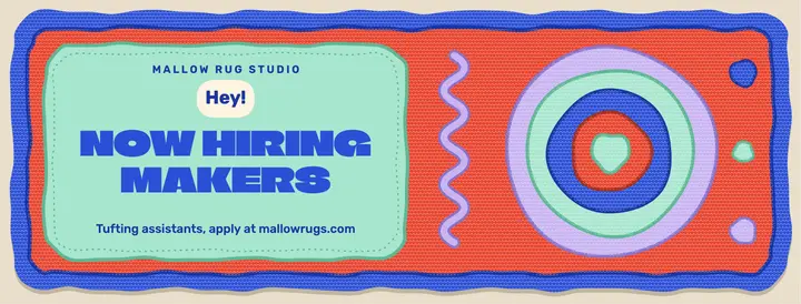 Mallow Rug Studio now hiring tufted rug cover: hiring facebook cover template