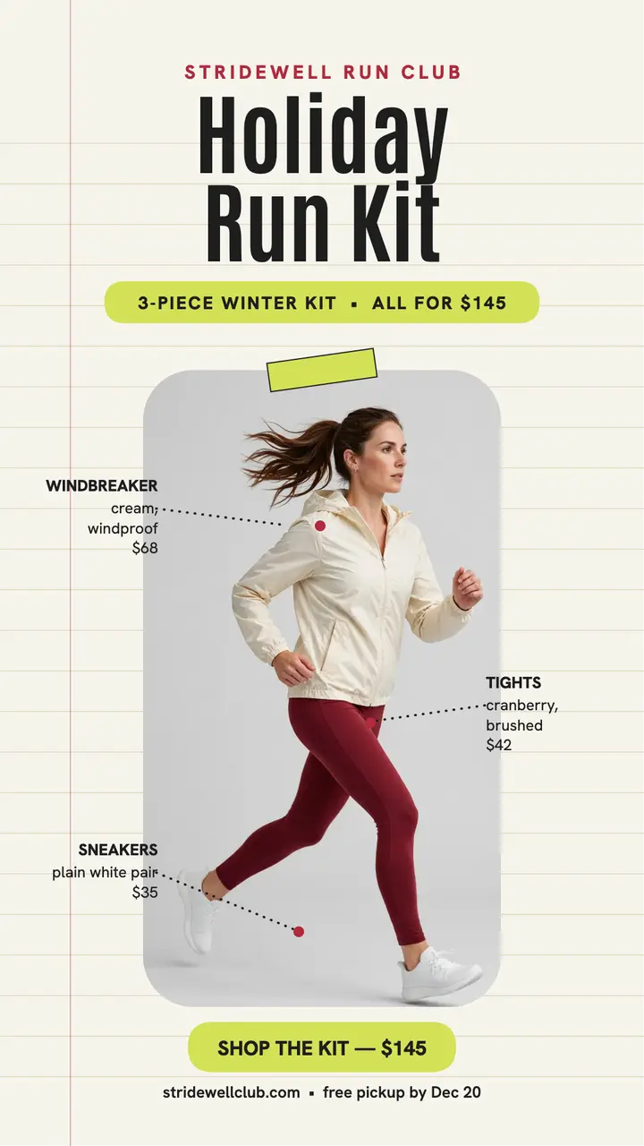 Stridewell holiday run kit story template