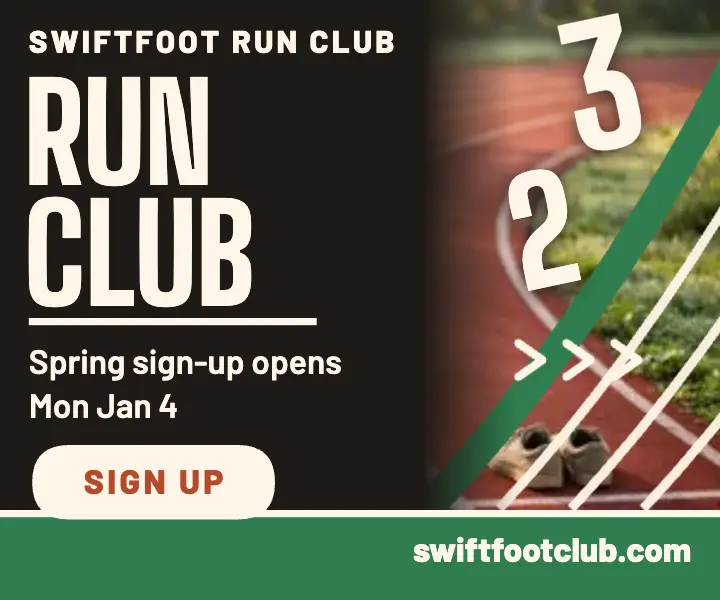 Swiftfoot Run Club sign-up track ad template