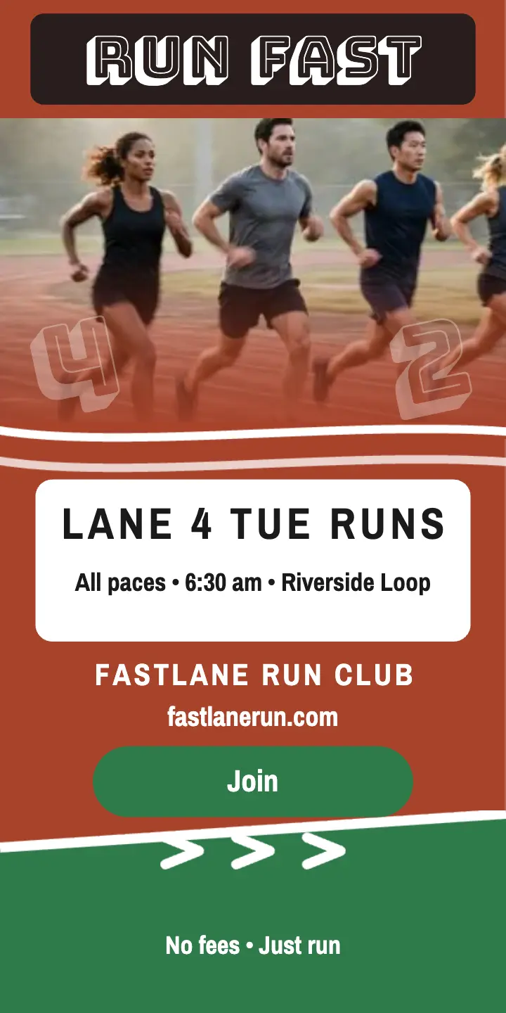 Fastlane Run Club track lanes ad template