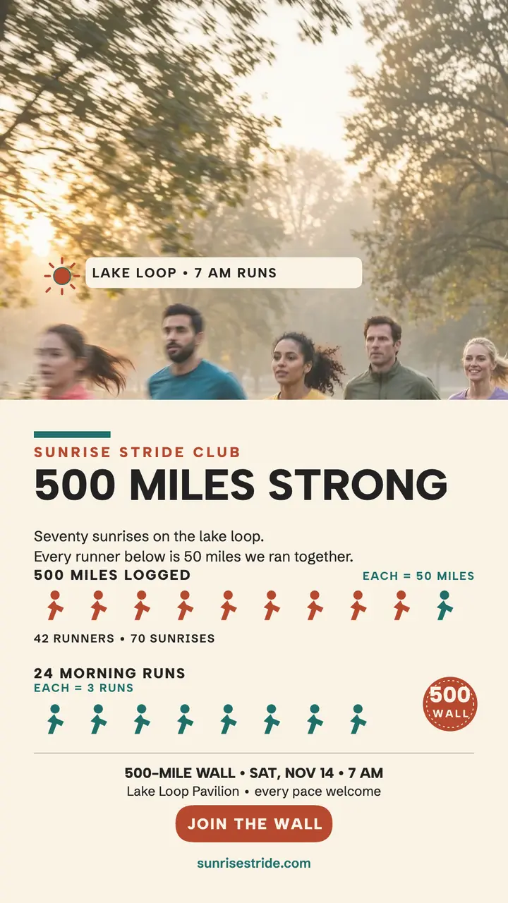 Sunrise Stride 500 miles story template