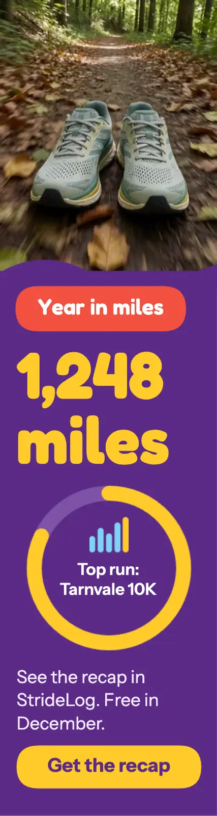 StrideLog running year recap skyscraper ad: running app year recap ad template