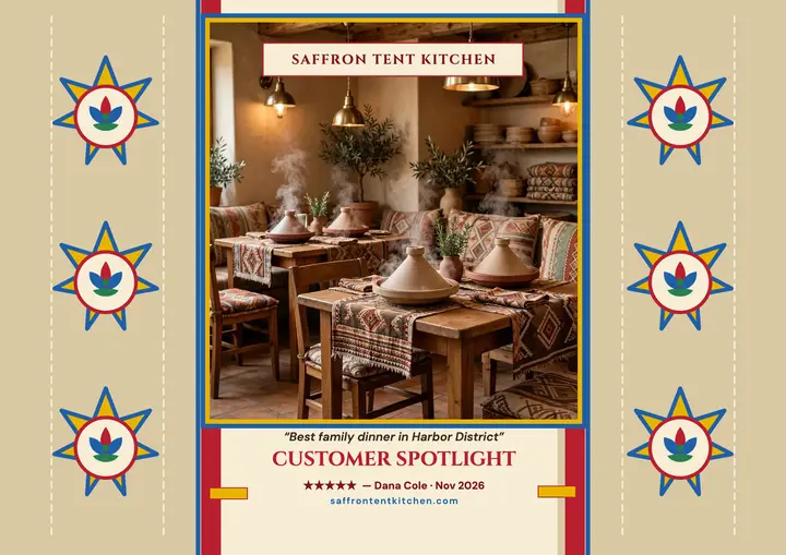 Saffron Tent Kitchen spotlight certificate template