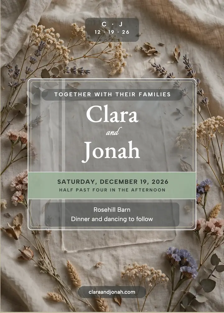 Clara and Jonah sage acrylic invitation template