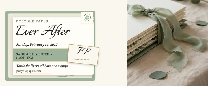 Posyble Paper suite showcase ticket: wedding suite showcase ticket template