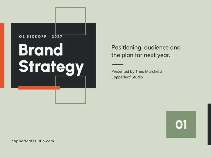 Sage Swiss brand strategy title slide template