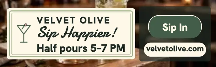 Velvet Olive happy hour napkin banner template