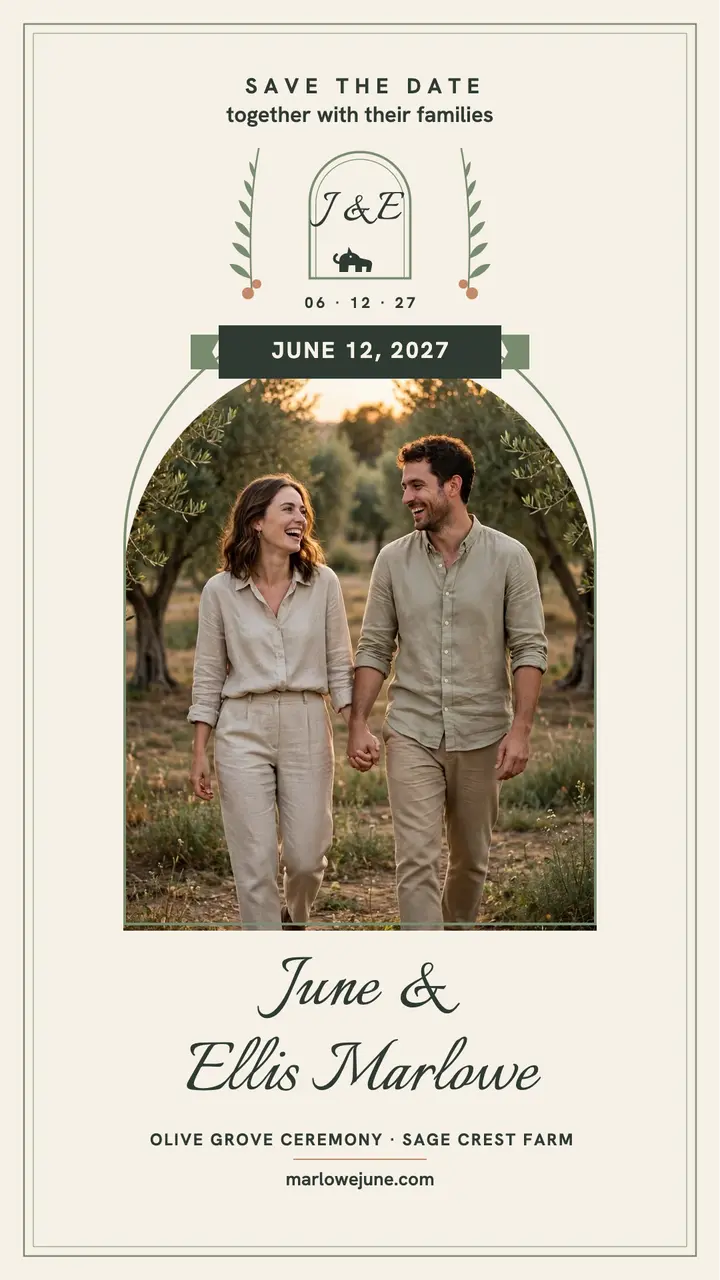 June and Ellis sage crest save the date template