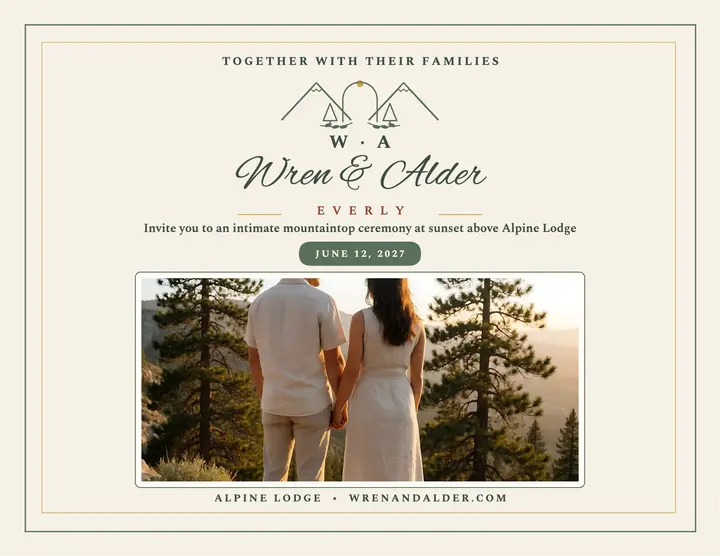 Sage crest mountain wedding flyer template