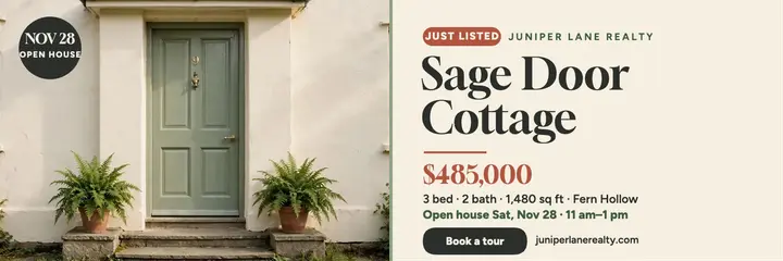 Sage Door Cottage listing header template