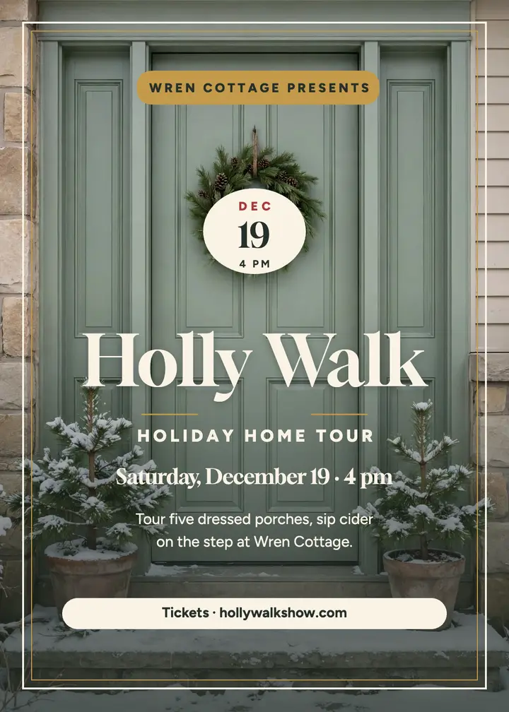 Wren Cottage Holly Walk holiday invitation template