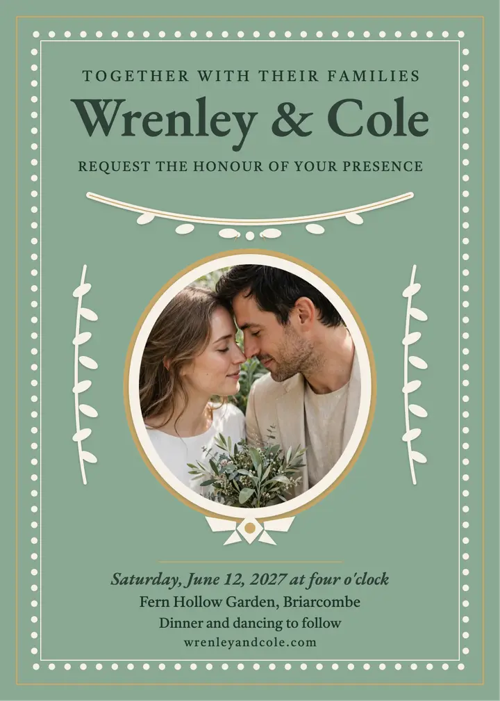 Wrenley and Cole sage garden invitation template