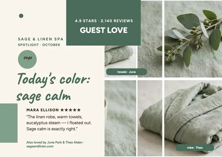 Sage and Linen spa review mosaic template