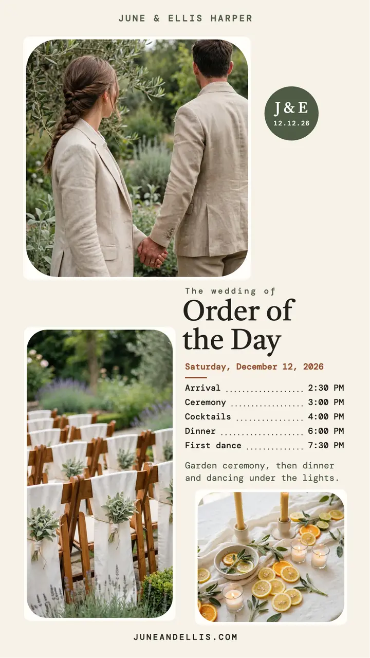 June and Ellis sage order of day story template